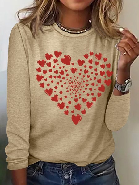 Gift For Valentine's Day Cute Heart Womens Long Sleeve T-Shirt, Long sleeves, Lilicloth.com
