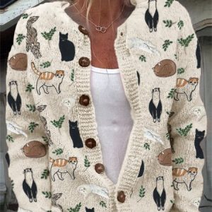 Cute cat leaf button knit cardigan, Cardigans, Lilicloth.com