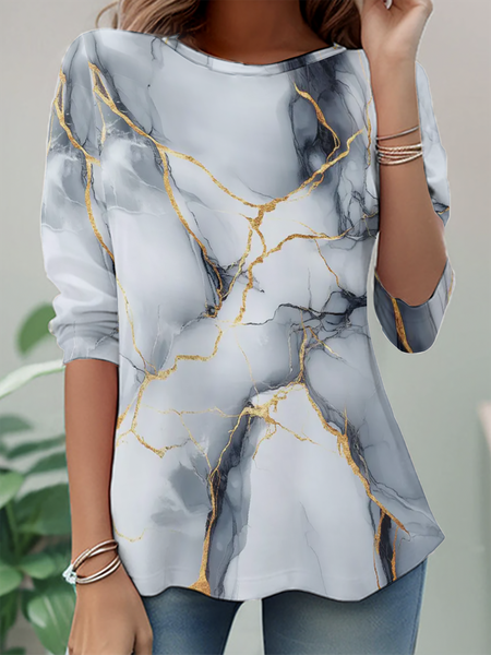 Marble Texture Long Sleeve Shirt, Long sleeves, Lilicloth.com