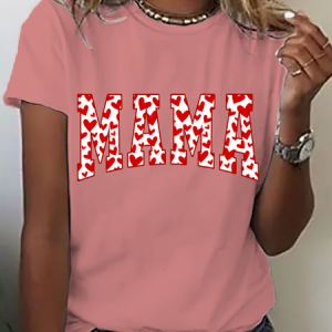 Mama Valentines Heart Valentines Day Cotton T-Shirt, T-shirts, Lilicloth.com