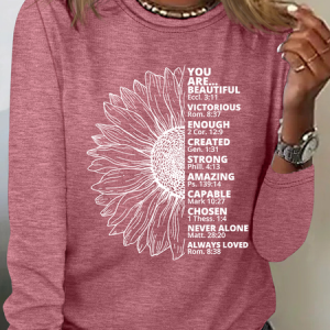 Sunflower Thankful Grateful Blessed Casual Long Sleeve Shirt, Long sleeves, Lilicloth.com