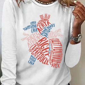 Nurse Valentine‘s Day Gift Heart Aorta Womens Long Sleeve T-Shirt, Long sleeves, Lilicloth.com