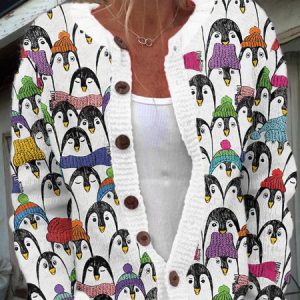 Vintage Icelandic Penguin Button Knitted Sweater, Cardigans, Lilicloth.com