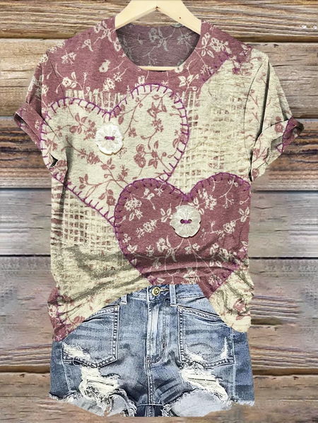Casual Regular Fit Cotton Crew Neck T-Shirt, T-shirts, Lilicloth.com