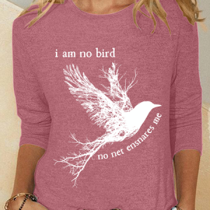 I Am No Bird Jane Eyre Charlotte Brontë Casual Long Sleeve Shirt, Long sleeves, Lilicloth.com
