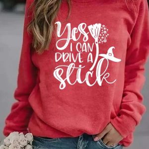 Yes I Can Drive A Stick Round Neck Sweatshirt, Hoodies&Sweatshirts, Lilicloth.com