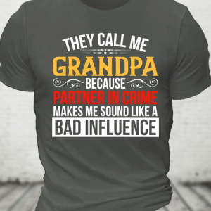 Grandpa Partner In Crime Cotton T-Shirt, T-shirts, Lilicloth.com