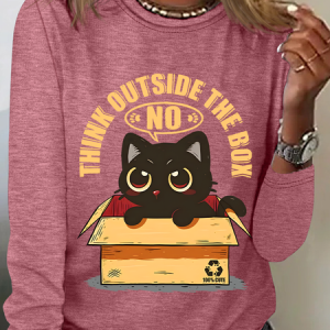 Kitty In A Box Casual Long Sleeve Shirt, Long sleeves, Lilicloth.com