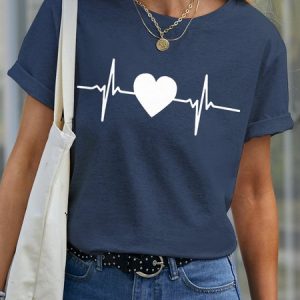 Heartbeat Love Women's Short Sleeve T-shirt, T-shirts, Lilicloth.com