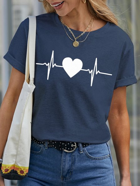 Heartbeat Love Women's Short Sleeve T-shirt, T-shirts, Lilicloth.com