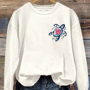 Women's Hawaiian Turtle Hibiscus Print Sweatshirt, Hoodies&Sweatshirts, Lilicloth.com