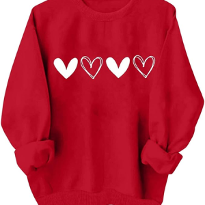 Heart/Cordate Casual Crew Neck Cotton-Blend Sweatshirt, Hoodies&Sweatshirts, Lilicloth.com