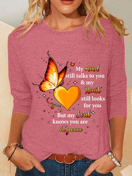 My Mind Still Talks To You My Heart Still Looks For You But My Soul Knows You Are At Peace Casual Long Sleeve Shirt, Long sleeves, Lilicloth.com