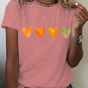 Cute Watercolor Heart, Valentine's Day Cotton T-Shirt, T-shirts, Lilicloth.com