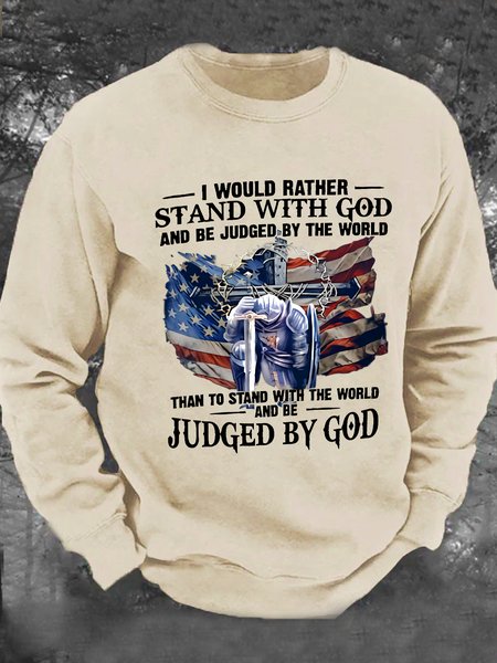 Grandpa - I Would Rather Stand With God Men's Casual Sweatshirt, Hoodies&Sweatshirts, Lilicloth.com
