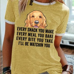 Women's Every Snack You Make Every Meal You Bake Every Bite You Take I'll Be Watching You Funny Graphic Printing Cotton-Blend Casual Regular Fit Text Letters T-Shirt, T-shirts, Lilicloth.com