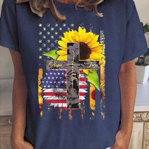 Floral Theme Painting Women's Short sleeve tops, T-shirts, Lilicloth.com
