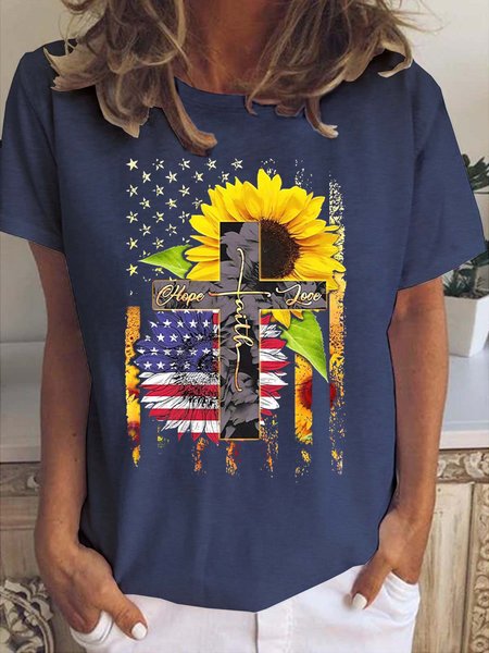 Floral Theme Painting Women's Short sleeve tops, T-shirts, Lilicloth.com