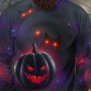 Men's Pumpkin Printing Casual Halloween Sweatshirt, Hoodies&Sweatshirts, Lilicloth.com