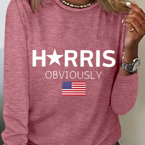 American Flag Print Casual Long Sleeve Shirt, Long sleeves, Lilicloth.com