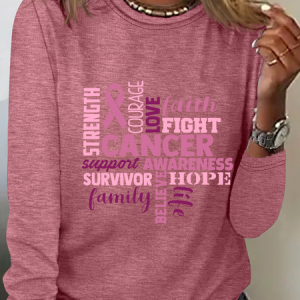 Support The Fighters Admire The Survivors Casual Long Sleeve Shirt, Long sleeves, Lilicloth.com