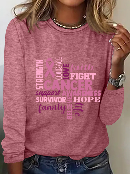 Support The Fighters Admire The Survivors Casual Long Sleeve Shirt, Long sleeves, Lilicloth.com
