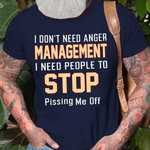 Men's I Don't Need Anger Management I Need People To Stop  Funny Loose Text Letters Cotton T-Shirt, T-shirts, Lilicloth.com