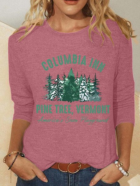 White Christmas Movie Columbia Inn Pine Tree Vermont Casual Long Sleeve Shirt, Long sleeves, Lilicloth.com
