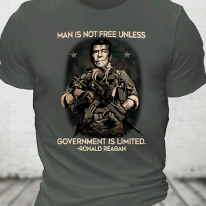 Man Is Not Free Unless Government Is Limited Cotton T-Shirt, T-shirts, Lilicloth.com