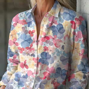 Women's Long Sleeve Shirt Spring/Fall Floral Shirt Collar Daily Going Out Vintage Top, JustFashionNow Blouses, color:As Picture|size:XXL,