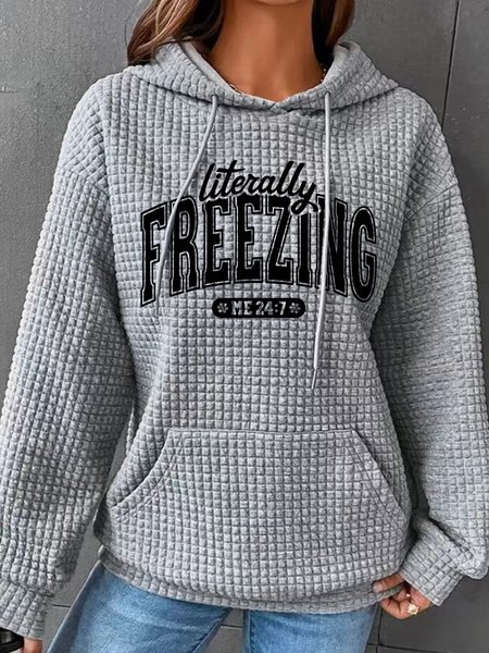 Literally Freezing Always Cold Simple Loose Hoodie, Hoodies&Sweatshirts, Lilicloth.com
