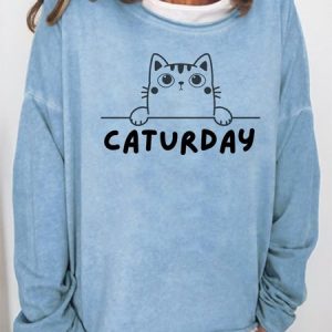Lilicloth x Kat8lyst Caturday Cat Women's Sweatshirt, Hoodies&Sweatshirts, Lilicloth.com