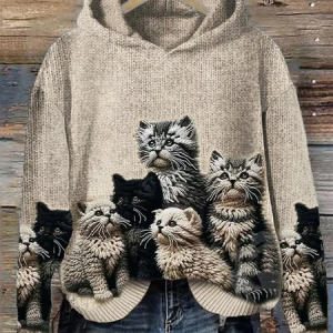 Women's Simple Cat Sweater, Hoodies&Sweatshirts, Lilicloth.com