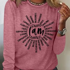 Women's I Am Affirmation Sun Casual Top, Long sleeves, Lilicloth.com