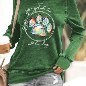 Women's Just A Girl Who Loves All Her Dogs Casual Text Letters Sweatshirt, Hoodies&Sweatshirts, Lilicloth.com
