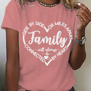 Family Will Always Be Connected By Heart Cotton T-Shirt, T-shirts, Lilicloth.com