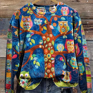 Adorable Owls Art Print Casual Sweatshirt, Hoodies&Sweatshirts, Lilicloth.com