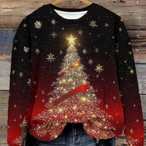 A Christmas Tree With Glowing Stars Christmas Casual Sweatshirt, Hoodies&Sweatshirts, Lilicloth.com