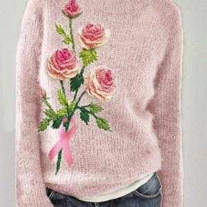 Rose pink ribbon knitted sweater, Cardigans, Lilicloth.com