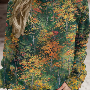 Womens Landscape Forest Painting Casual Sweatshirt, Hoodies&Sweatshirts, Lilicloth.com