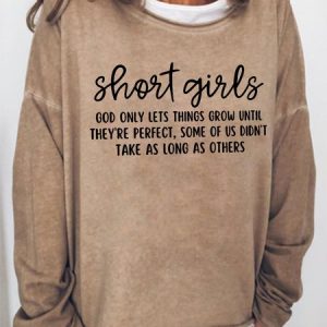 Woem Women's Short Girl God Only Lets Things Grow Until They're Perfect Casual Crew Neck Text Letters Sweatshirt, Hoodies&Sweatshirts, Lilicloth.com
