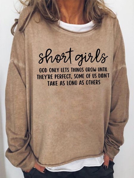 Woem Women's Short Girl God Only Lets Things Grow Until They're Perfect Casual Crew Neck Text Letters Sweatshirt, Hoodies&Sweatshirts, Lilicloth.com