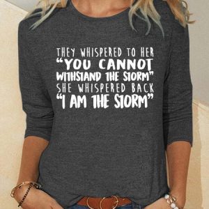 Women's Fun Text Print Round Neck Long Sleeve Shirt, Hoodies&Sweatshirts, Lilicloth.com