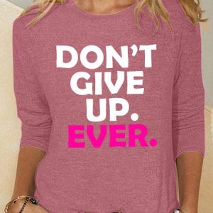 Never Give Up Casual Long Sleeve Shirt, Long sleeves, Lilicloth.com