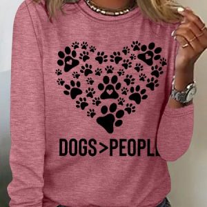 Dogs Over People Gift for Dog Owners Women's Long Sleeve T-Shirt, Long sleeves, Lilicloth.com