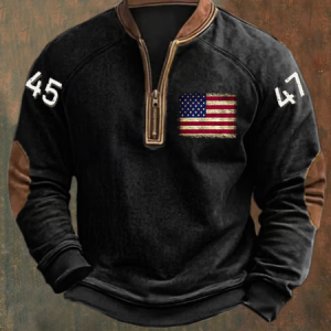 Men's Flag Print Sweatshirt, Hoodies&Sweatshirts, Lilicloth.com