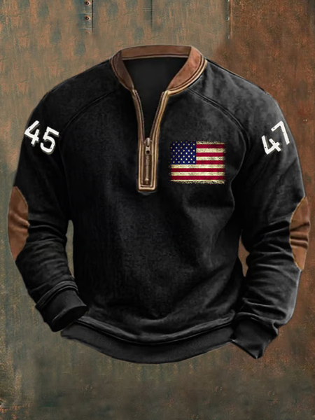 Men's Flag Print Sweatshirt, Hoodies&Sweatshirts, Lilicloth.com