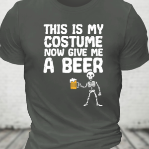 Halloween This Is My Costume Give Me Funny Skeleton Dad Cotton T-Shirt, T-shirts, Lilicloth.com