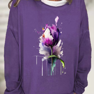 Purple Flower Alzheimer's Awareness Casual Sweatshirt, Hoodies&Sweatshirts, Lilicloth.com