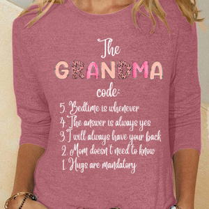 The Grandma Code Casual Long Sleeve Shirt, Long sleeves, Lilicloth.com